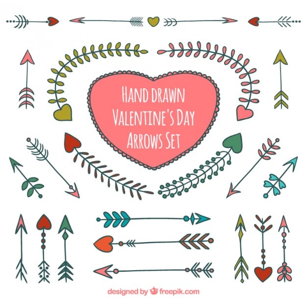 Free vector hand drawn valentines day arrows