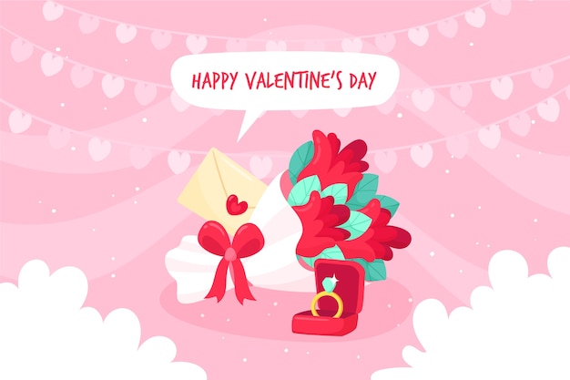 Free vector hand drawn valentines day background concept