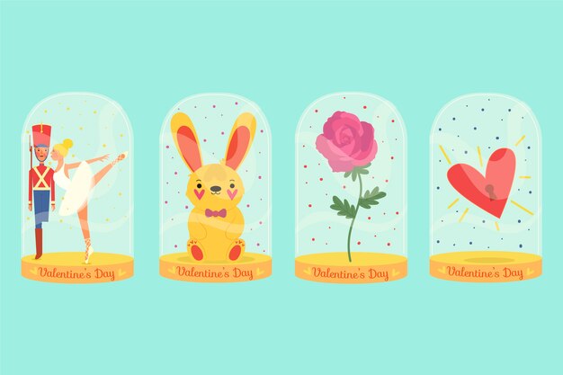Hand-drawn valentines day badge collection