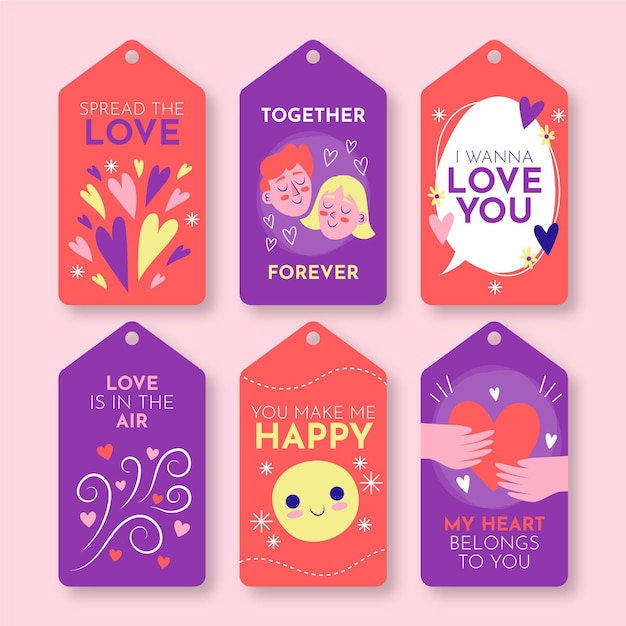 Hand drawn valentines day badge collection