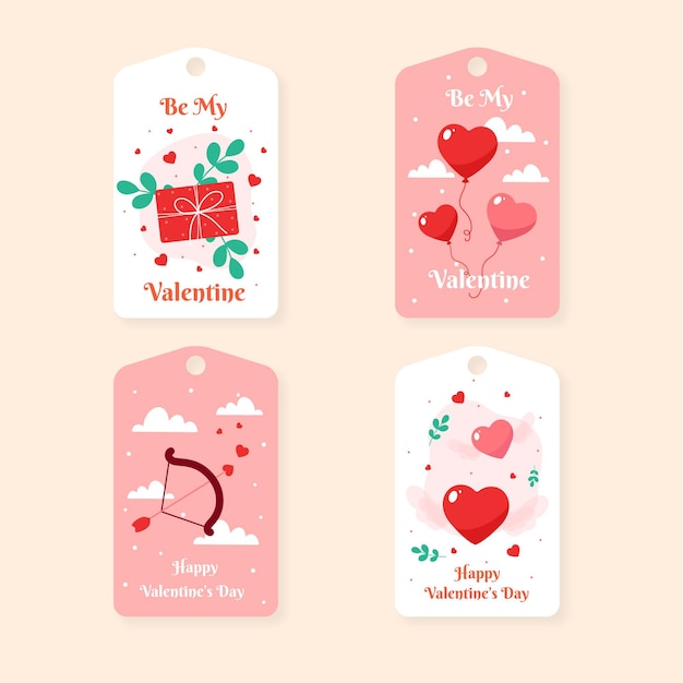 Collezione di badge san valentino disegnati a mano