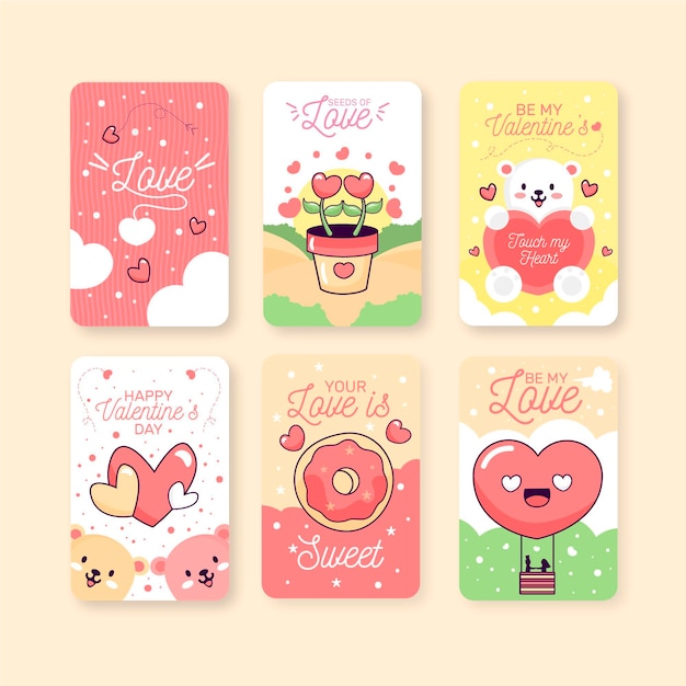 Hand drawn valentines day badge collection