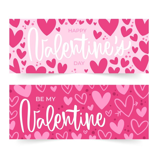 Hand drawn valentines day banners template