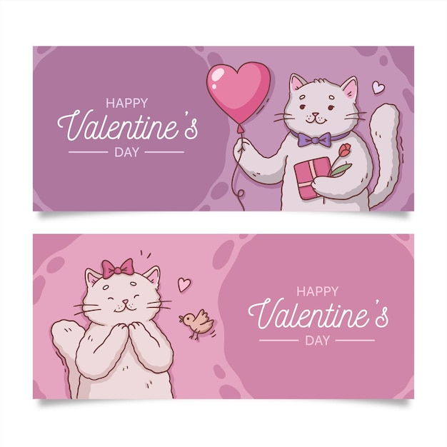 Free vector hand drawn valentines day banners template