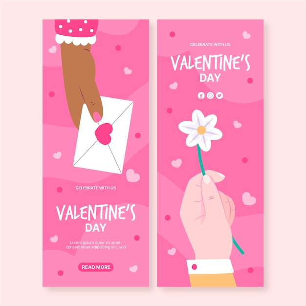 Hand drawn valentines day banners template