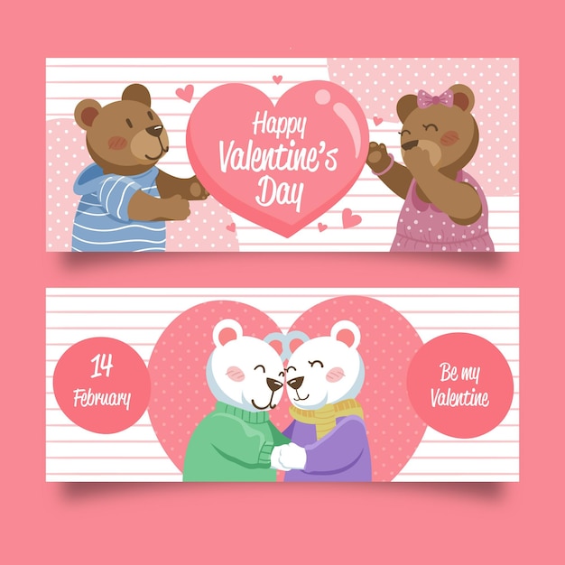 Free vector hand drawn valentines day banners template