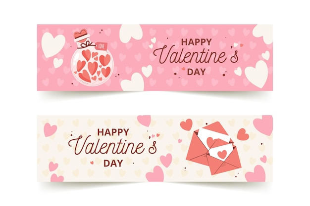 Hand drawn valentines day banners template