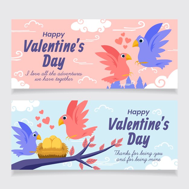 Free vector hand drawn valentines day banners template