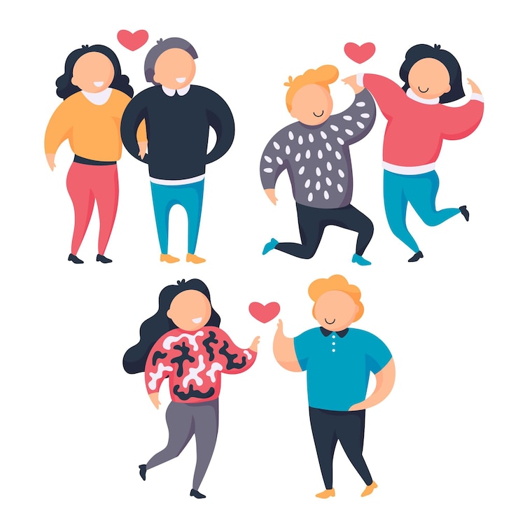Free Vector hand drawn valentines day couple collection