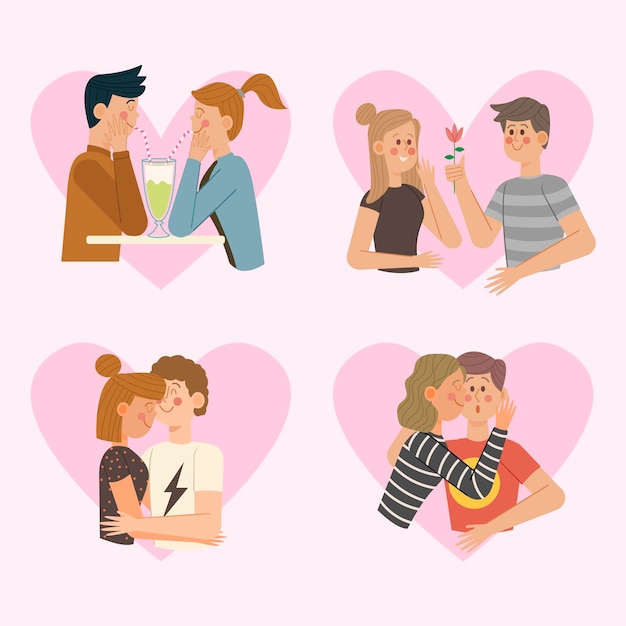 Free vector hand drawn valentines day couple collection