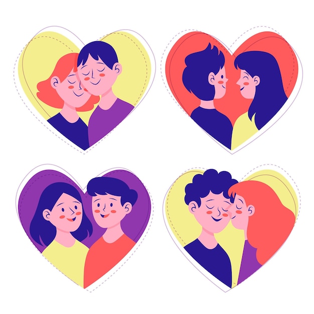 손으로 그린 발렌타인 커플 컬렉션