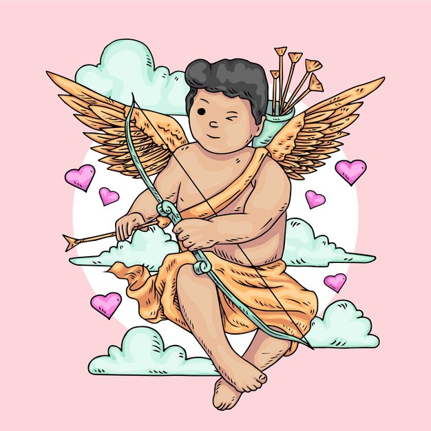 Illustrazione disegnata a mano di cupido di San Valentino