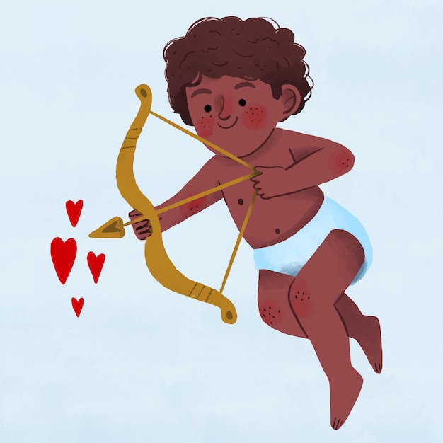 Illustrazione disegnata a mano di cupido di san valentino