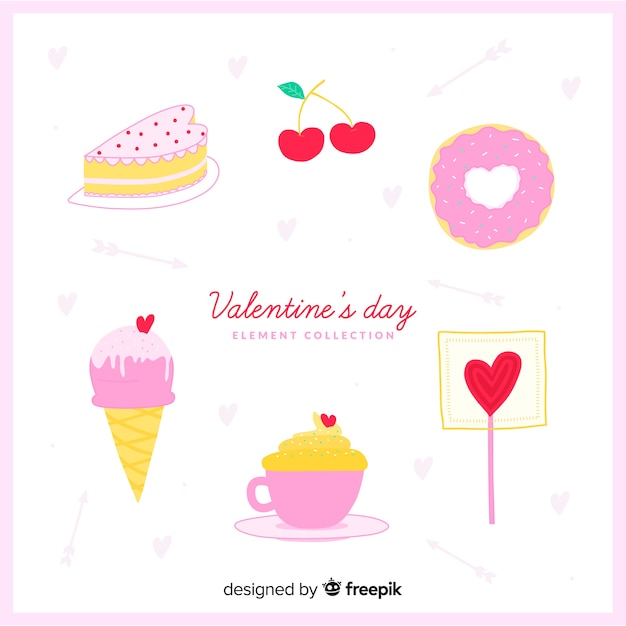 Free vector hand drawn valentines day element collection