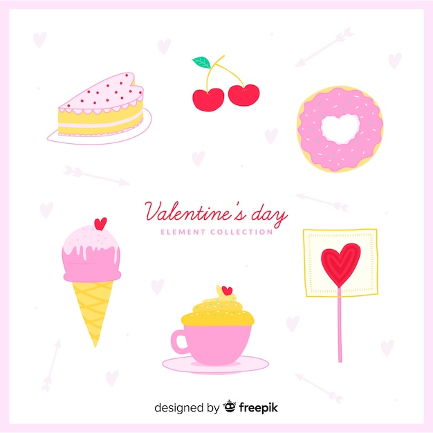 Raccolta di elementi di san valentino disegnato a mano