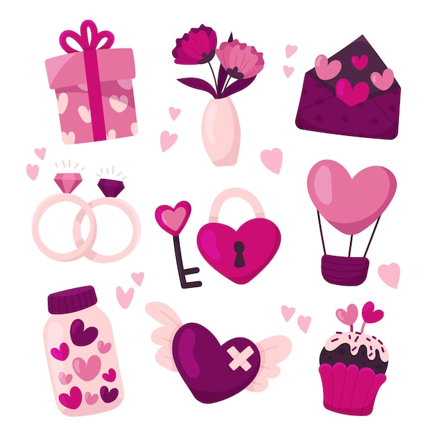 Free vector hand drawn valentines day element collection