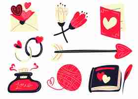 Free vector hand drawn valentines day element collection