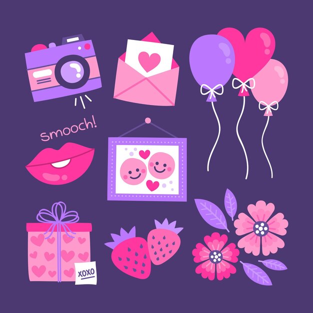 Hand drawn valentines day element collection