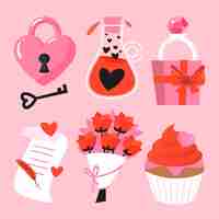 Free vector hand drawn valentines day element collection