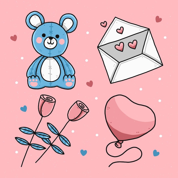 Hand drawn valentines day element collection