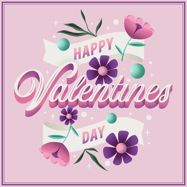 Free vector hand drawn valentines day floral lettering