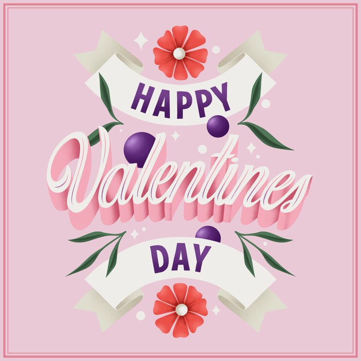 मुफ़्त वेक्टर hand drawn valentines day floral lettering