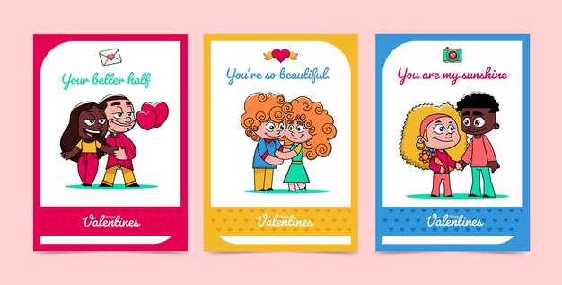 Free vector hand drawn valentines day greeting cards collection