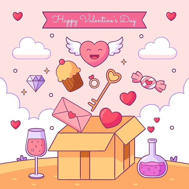 Hand drawn valentines day illustration