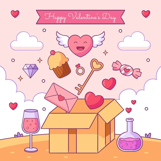 Illustrazione disegnata a mano di san valentino