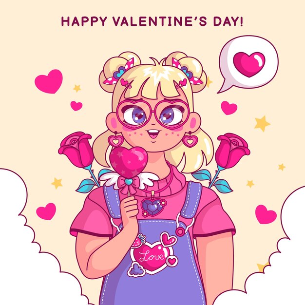 Hand drawn valentines day illustration