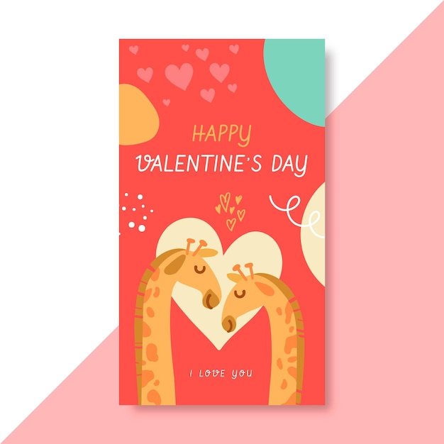 Free vector hand drawn valentines day instagram story template