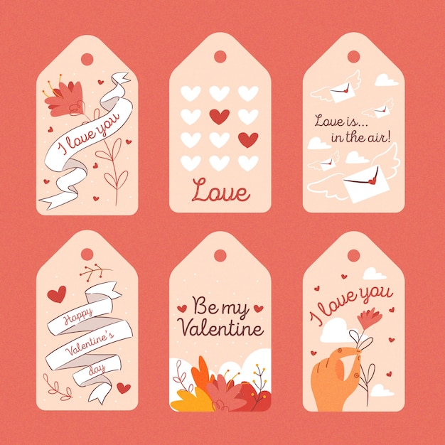 Free vector hand drawn valentines day label collection