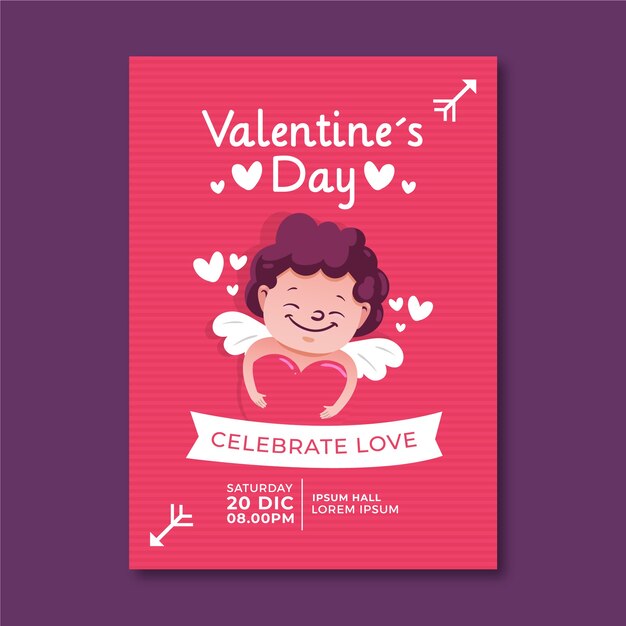 Free vector hand-drawn valentines day party flyer template