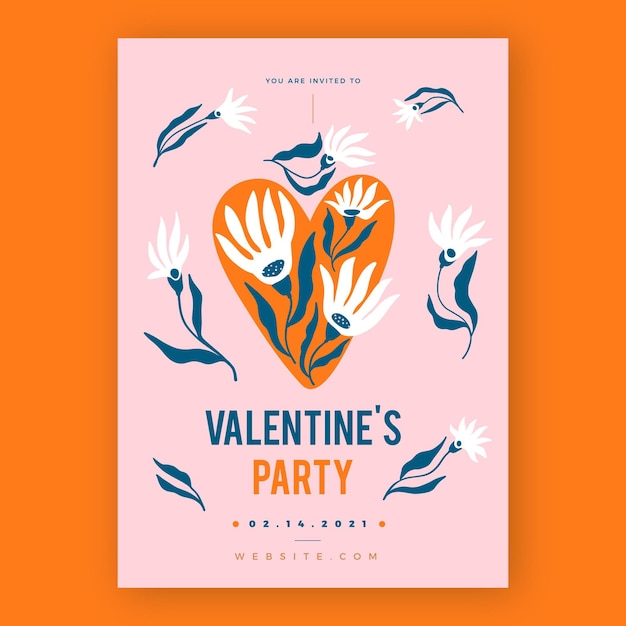 Free vector hand drawn valentines day party poster template