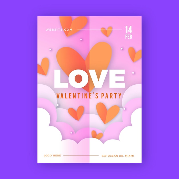 hand drawn valentines day party poster template