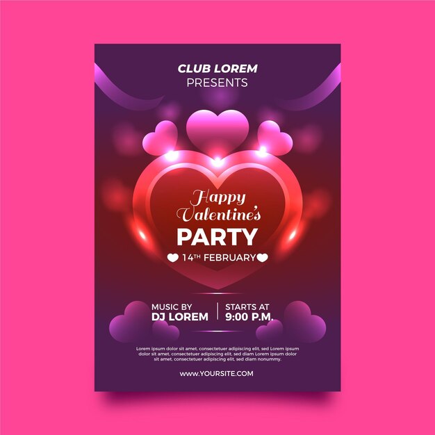 Hand drawn valentines day party poster template
