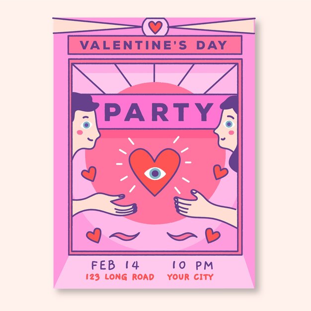 Hand drawn valentines day party poster