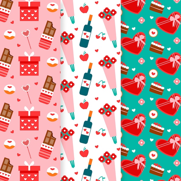 Free vector hand drawn valentines day pattern collection