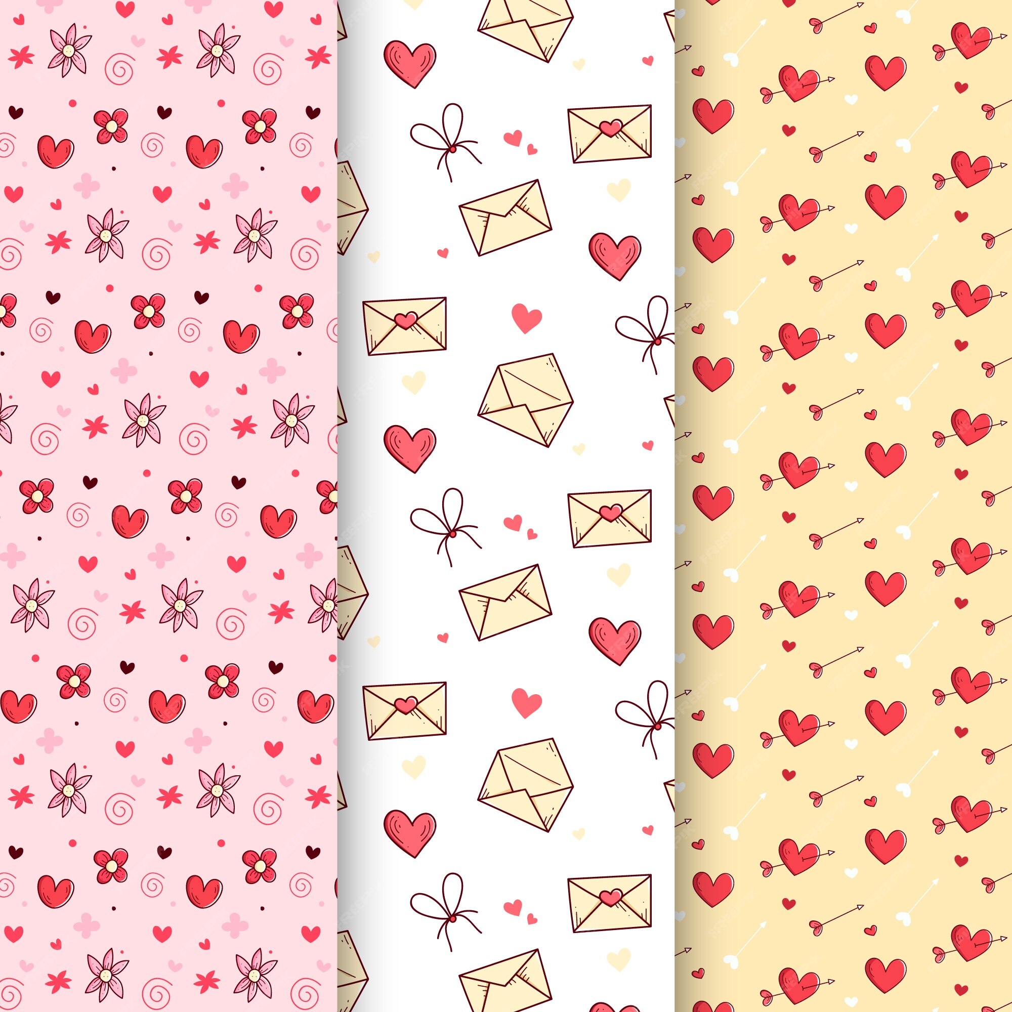 Free Vector  Hand drawn valentine's day pattern collection