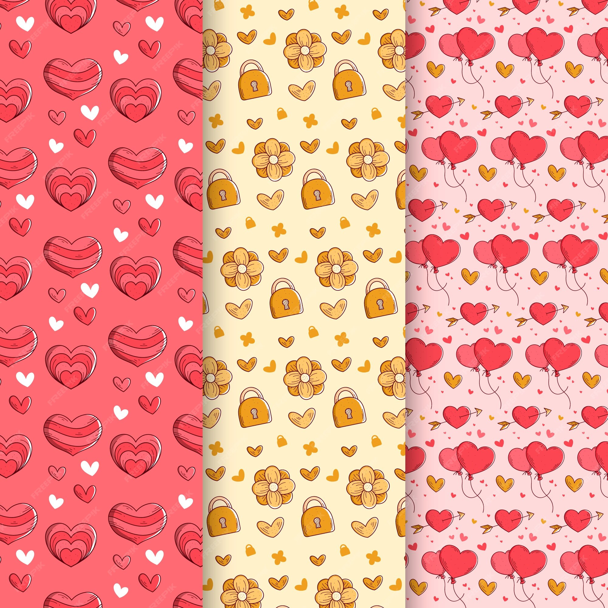 Free Vector  Hand drawn valentine's day pattern collection