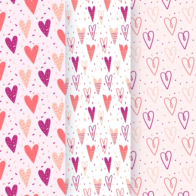 Hand drawn valentines day pattern collection