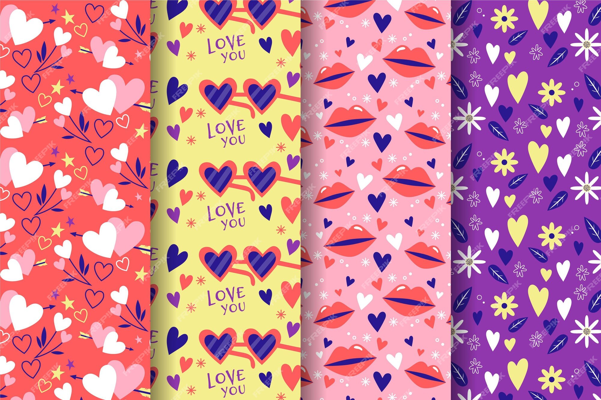 Free Vector  Hand drawn valentine's day pattern collection