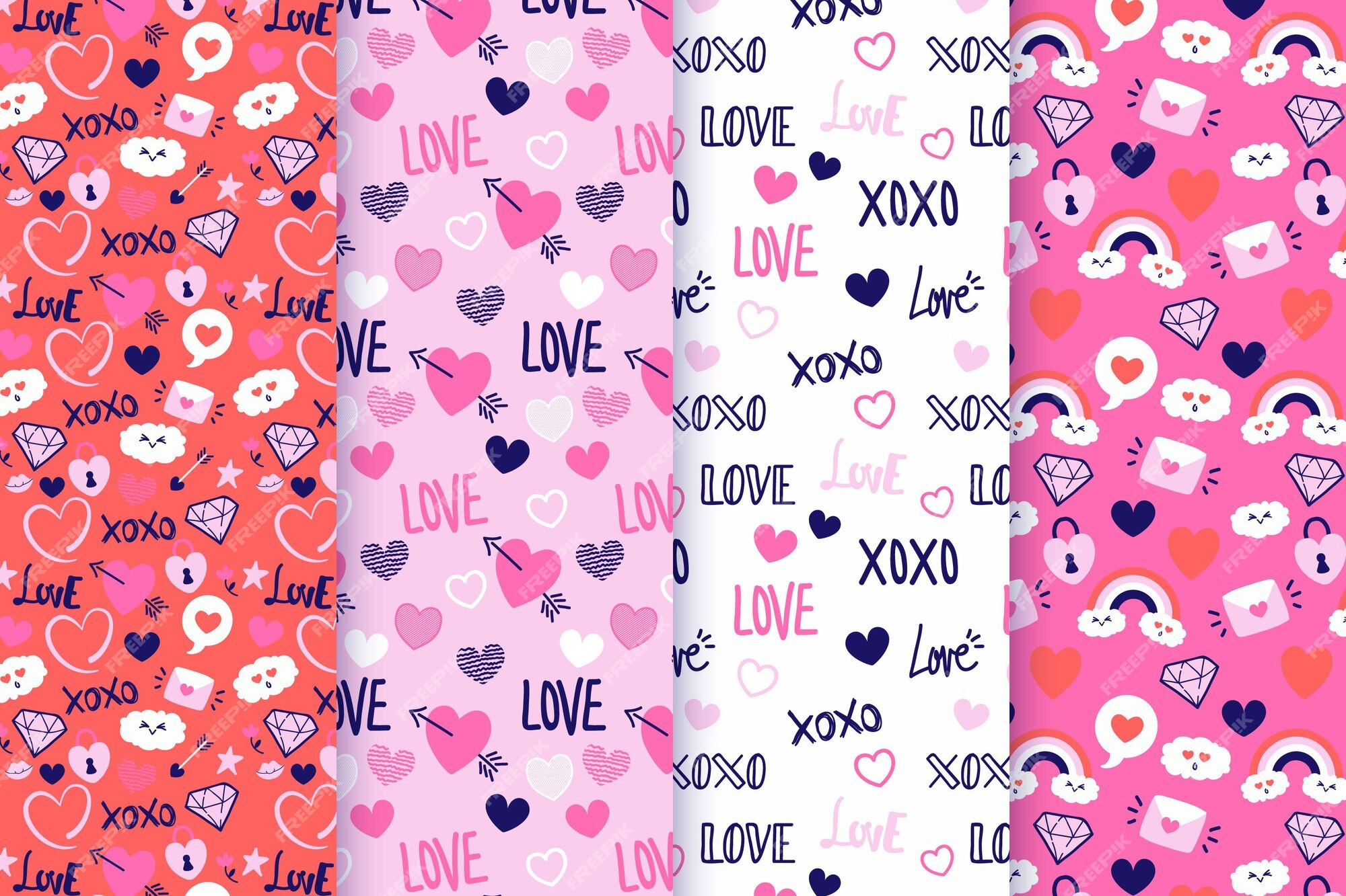 Free Vector  Hand drawn valentine's day pattern collection