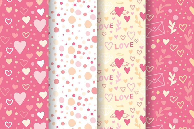 Hand drawn valentines day pattern collection