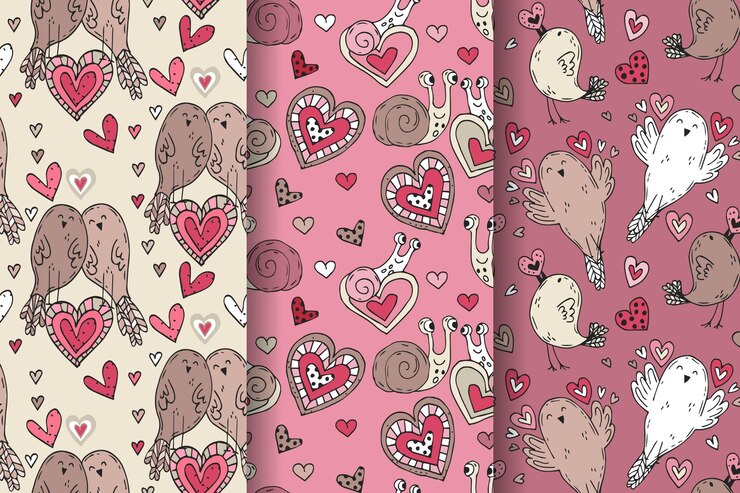 Free Vector hand drawn valentines day pattern collection