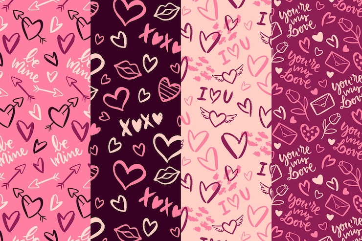 Free Vector hand drawn valentines day pattern collection