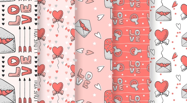 Free vector hand drawn valentines day pattern collection