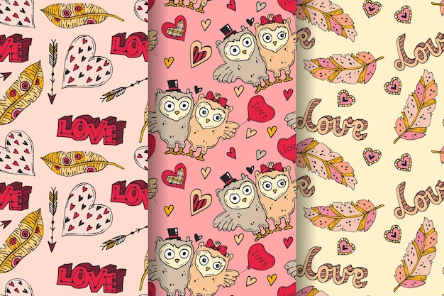 Free vector hand drawn valentines day pattern collection