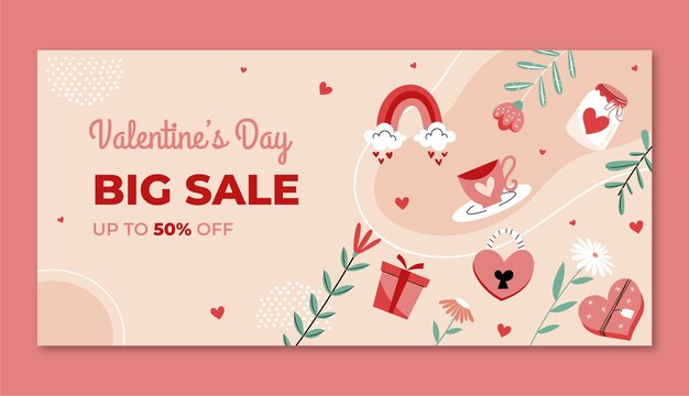 Hand drawn valentines day sale banner template