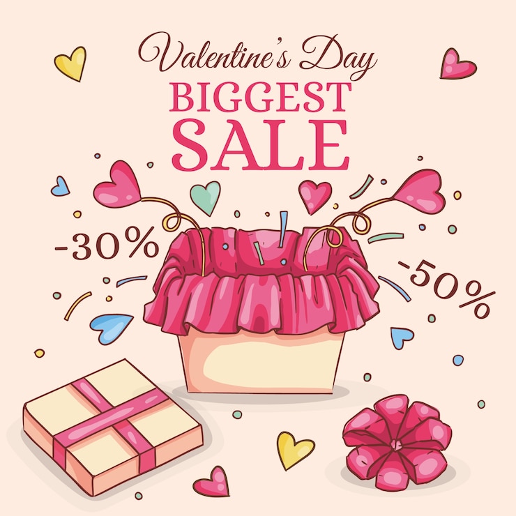 Free Vector hand-drawn valentines day sale